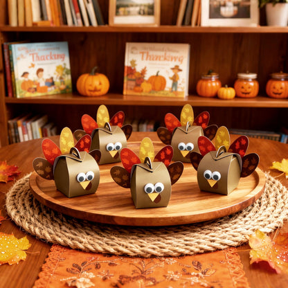 Mason Life Thanksgiving Gift Boxes, 24PCS Turkey Candy Treat Boxes, Thanksgiving Party Favor Boxes, Funny Thankful Goodies Box, Cupcake Box for Holiday Dinner Decoration, Table Centerpiece