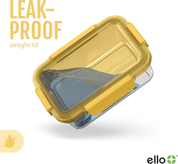 Ello Color Lock 3.4 Cup 10PC, 5 Pack Glass Meal Prep Sets Leak-Proof Glass Food