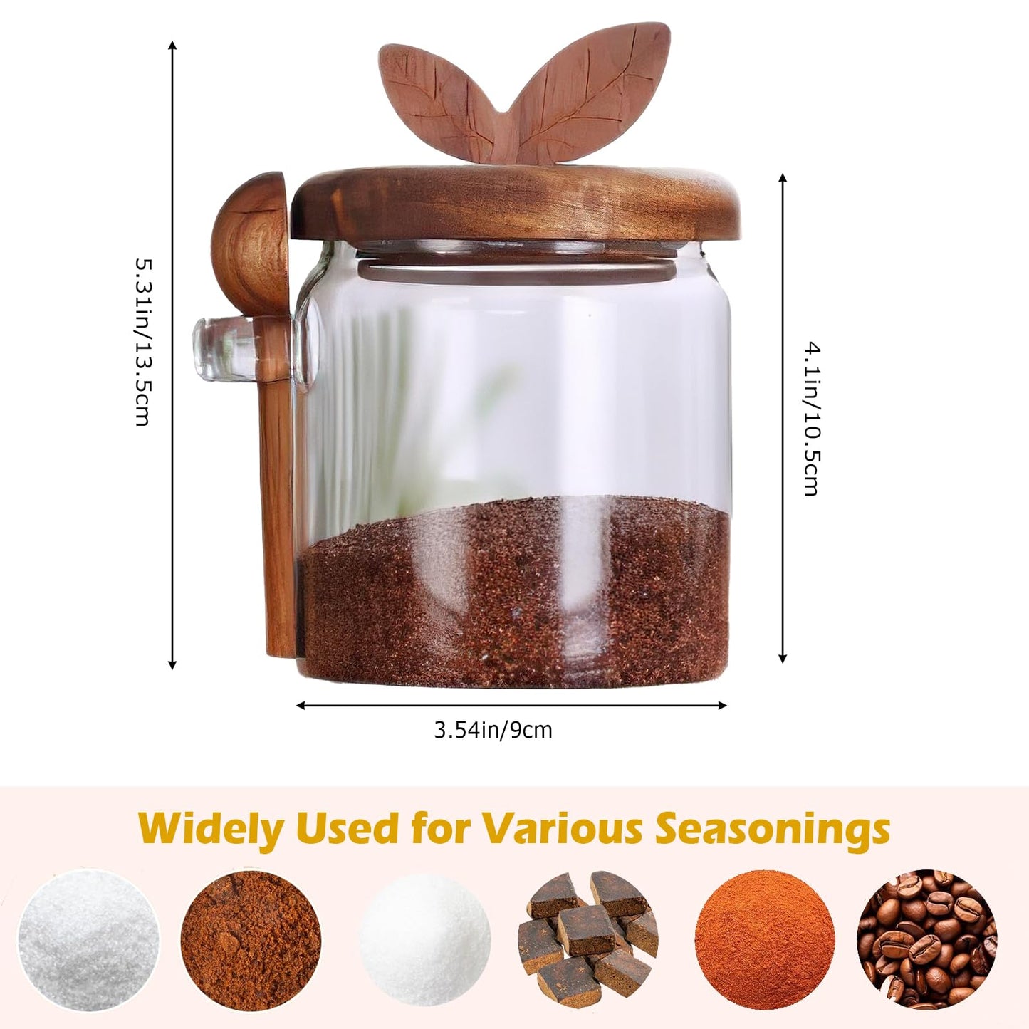 REIKOMO Sugar Bowls with Lids and Spoons, 13.5oz Glass Sugar Containers for Coffee Bar, Food Storage Jars for Brown Sugar, Tea, Salt, and Spices