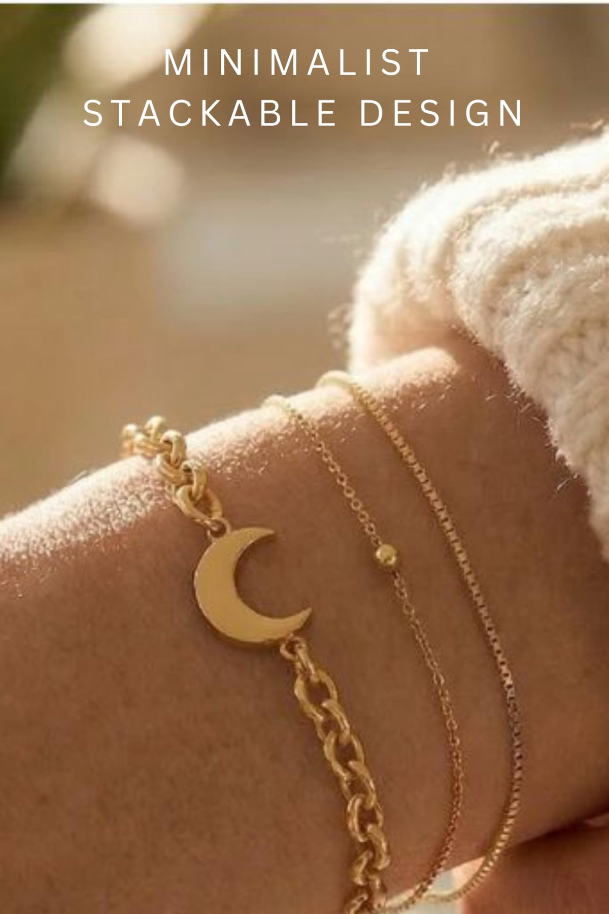 Studio Rockwood Gold Moon Bracelet for Daughter - I Love You Gift Box with Card - Hypoallergenic Stainless Steel - Birthday, Graduation, Valentine's Day, Mother's Day, Minimalist
