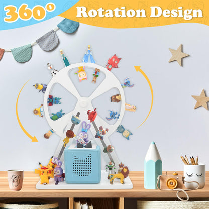 RZYLKA for Tonies Box Organizer Storage Shelf 360° Ferris Wheel, Magnetic Floating Shelves for Generation 1 & 2 Player Tonies Figures Characters, Display Collection 50~70 Characters
