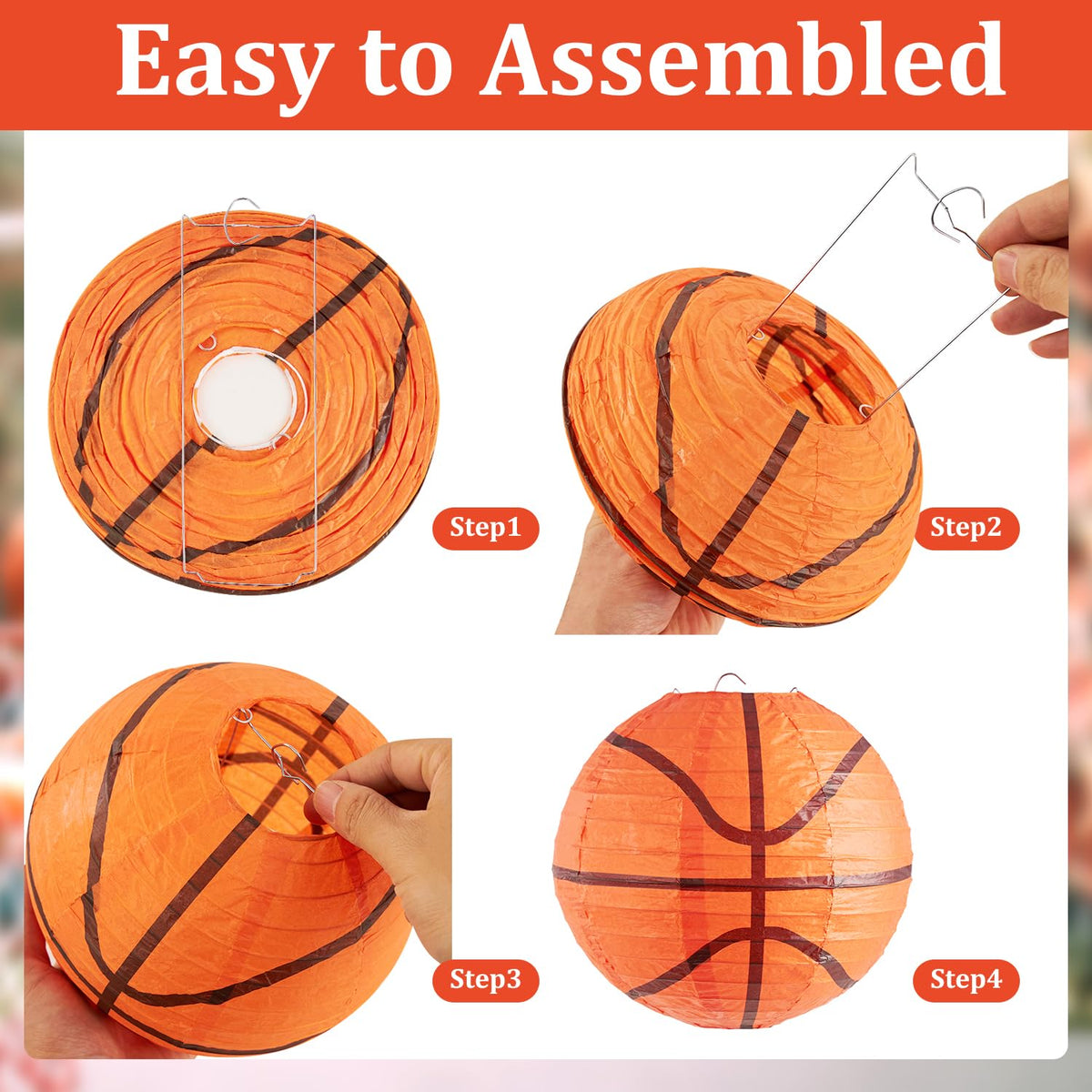 Basketball Decorations Paper Lanterns,Basketball Birthday Party Decor, Basketballs Centerpieces for Table, 3 PCS 8''