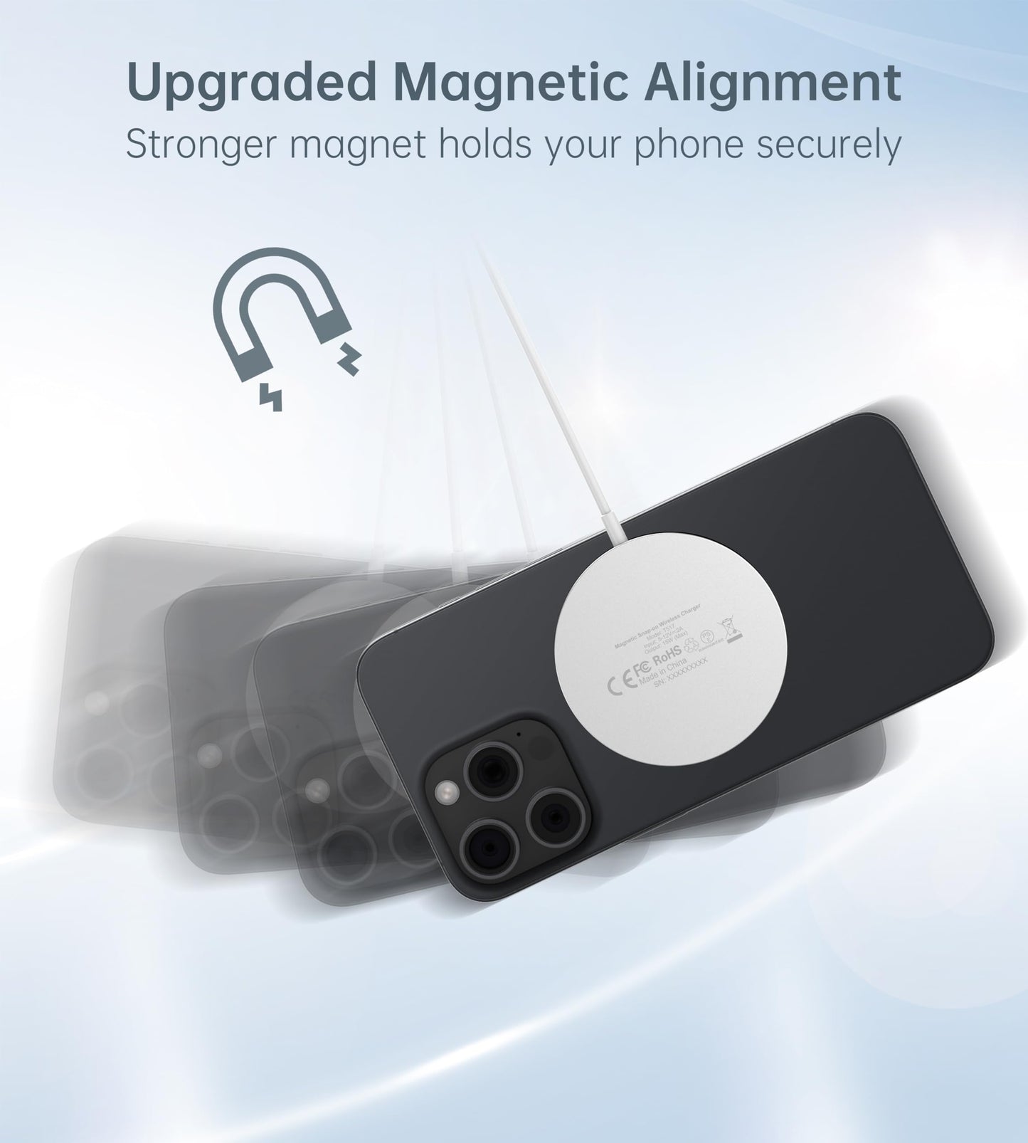 Magnetic Wireless Charger for iPhone 16/15/14/13/12 - Mag Charger+20W USB C Adapter, Fast Wireless Charging Stand/Pad with 5ft USB-C Cable for iPhone 16/15/14/13/12 Pro Max Plus Mini,Mag-Safe Charger