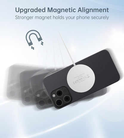 Magnetic Wireless Charger for iPhone 17/16/15/14/13/12 - Mag Charger+20W USB C Adapter, Fast Wireless Charging Stand/Pad with 5ft USB-C Cable for iPhone 17/16/15/14/13/12, Airpod-Gift for Men & Women