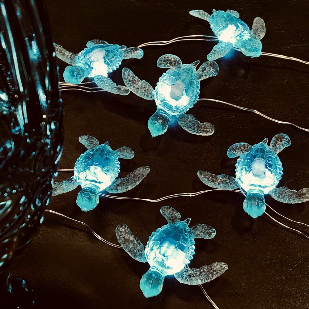 JASHIKA Beach Theme -Cute Green Sea Turtle String Lights- Ocean Fairy Decorative Lights- 10ft 30 LEDs -USB Powered -Multi-Function- Remote Control-Christmas -House Party- Bathroom -Baby Shower Decor