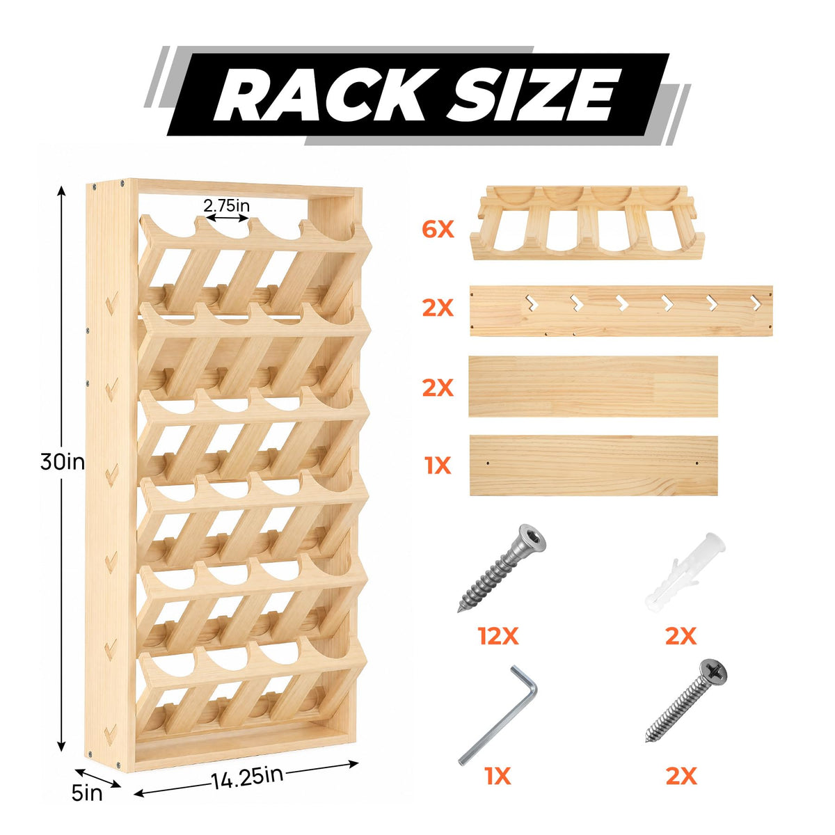 Sidasu 24 Can Spray Paint Can Holder, Wooden Spray Paint Storage Rack, Wall Mount Spray Can Organizer,6 Tier Paint Can Organizer for Garage/Workshop/Home