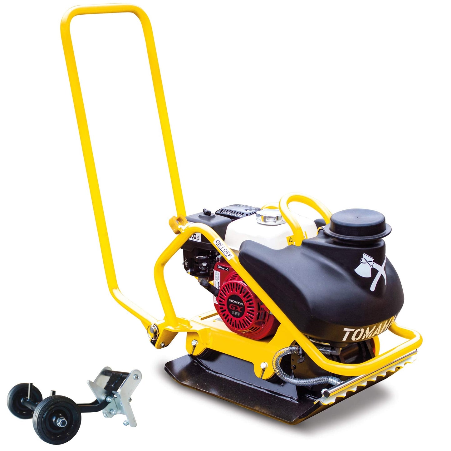 5.5 HP Honda Engine Forward Plate Compactor Walk Behind Vibratory Dirt Asphalt Soil Plate Compactor (Compactor + Wheels)