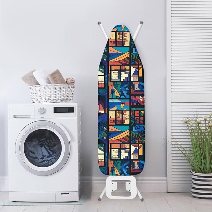 Geometric Window Steam Ironing Board Cover 15x54, Colorful Abstract Art