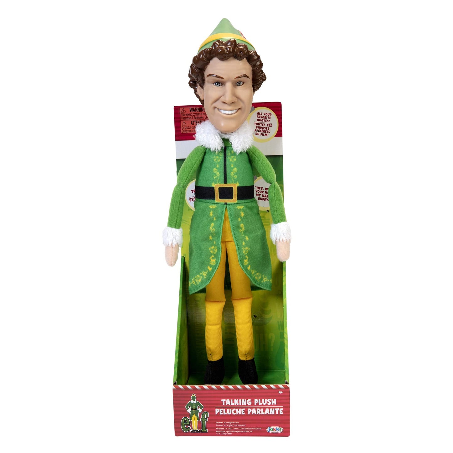 Jakks Holiday Elf Buddy The Elf Talking Plush with 15 Phrases Approximately 12-Inches in Height