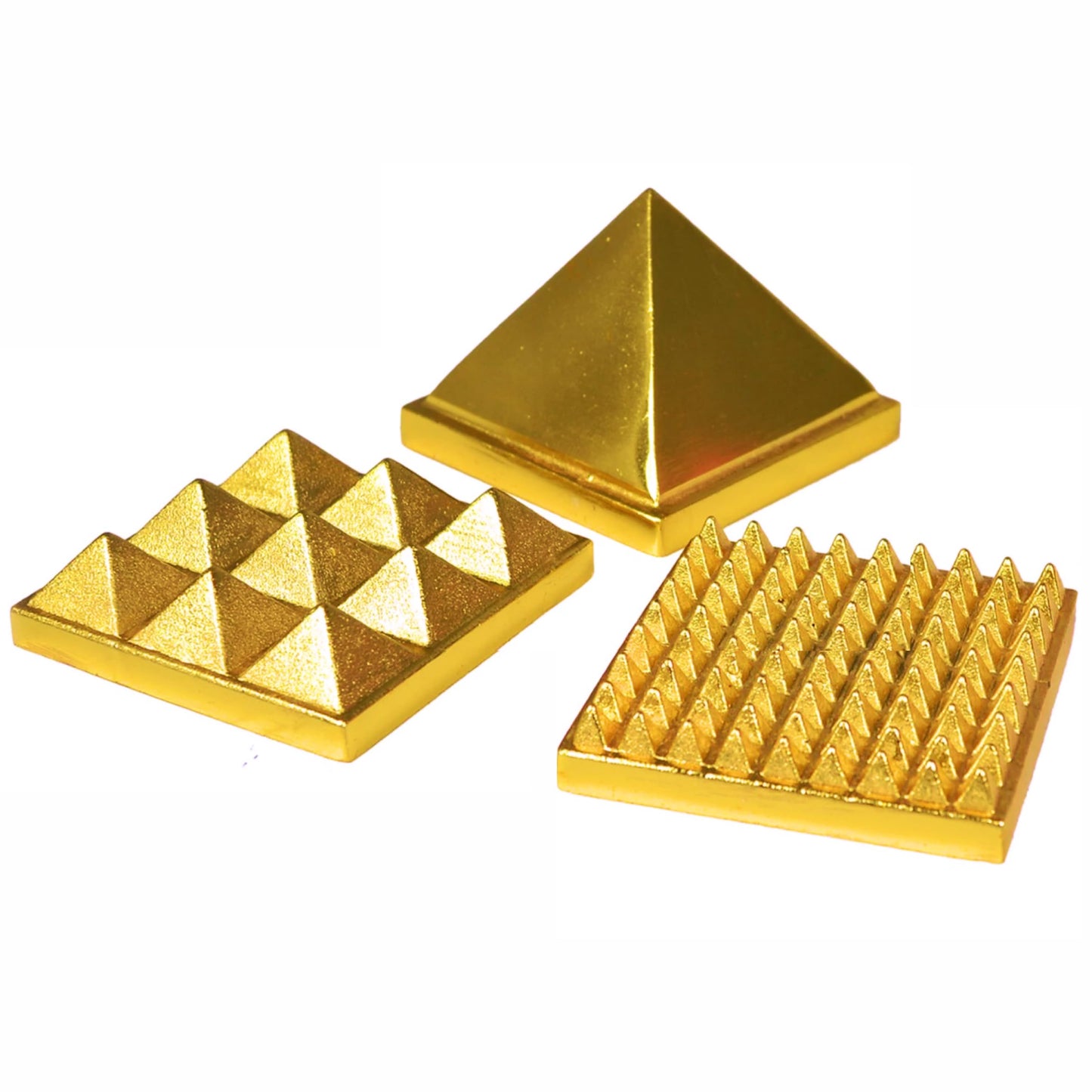 Home Genie 3 Layer Brass Pyramid for Vastu Correction, Positive Energy, and Home Décor – Handmade Spiritual Tool (3x3cm)