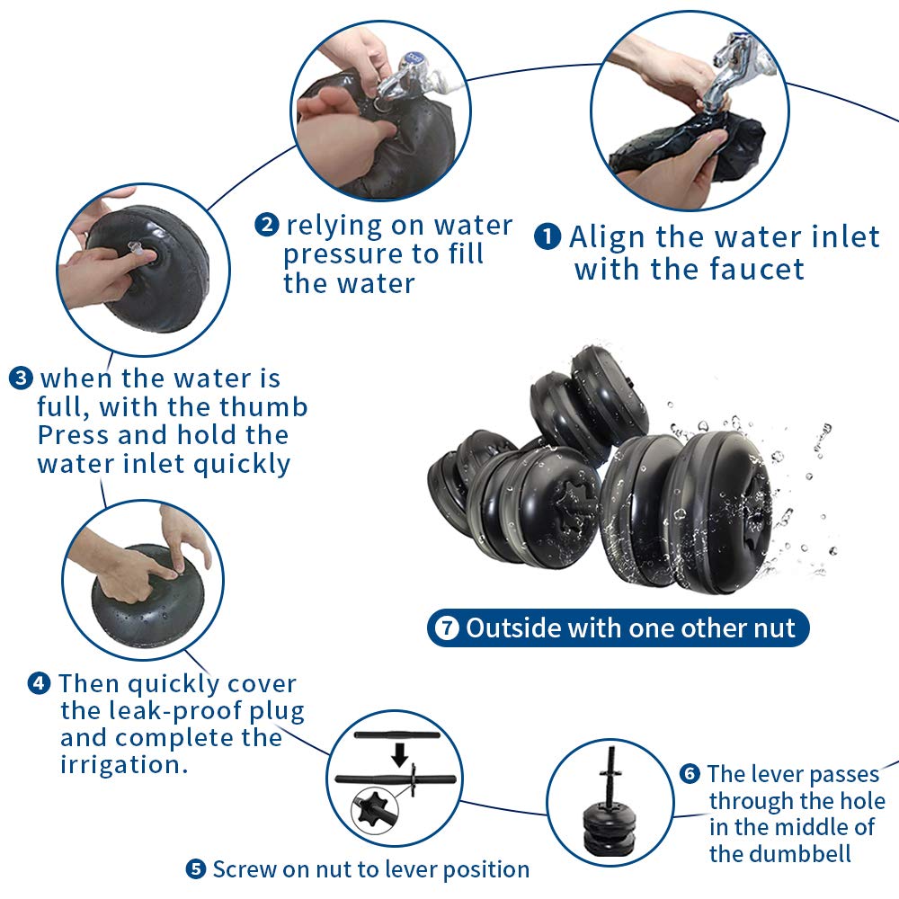 Water Filled Dumbbells Set - Water Filled Weights - Portable Travel Weights - Weights Adjustable Dumbbells - Portable Fitness Equipment - Strength Training - Fitness and Shaping