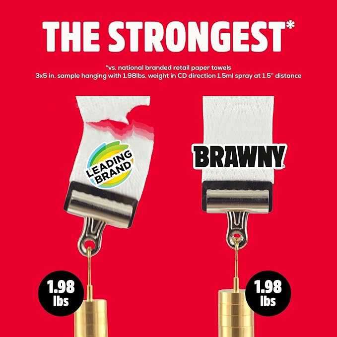 Brawny Tear-A-Square 3-Ply Paper Towels, 8 Triple Rolls = 24 Regular Rolls