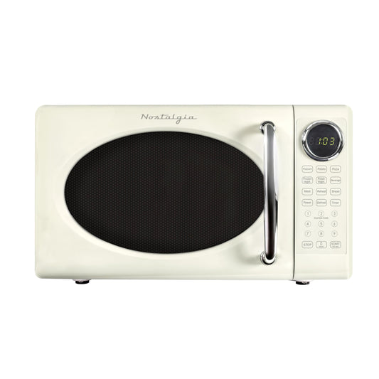 Nostalgia Retro Microwave Oven - 0.7 Cu Ft, 700-Watt Countertop Size with Glass Turntable, Child Safety Lock, 8 Auto-Cook Programs, Digital Clock - Aqua