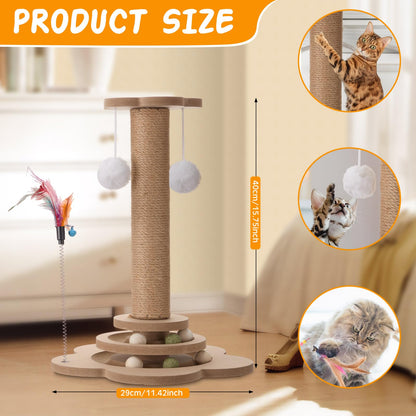 Seenelling 25 Pcs Kitten Starter Kit for Indoor Cats Include Cat Scratching Post, Sisal Scratcher Bed, Brushes, Nail Clipper, Balls for Indoor Kittens Supplies Accessories Welcome Gift