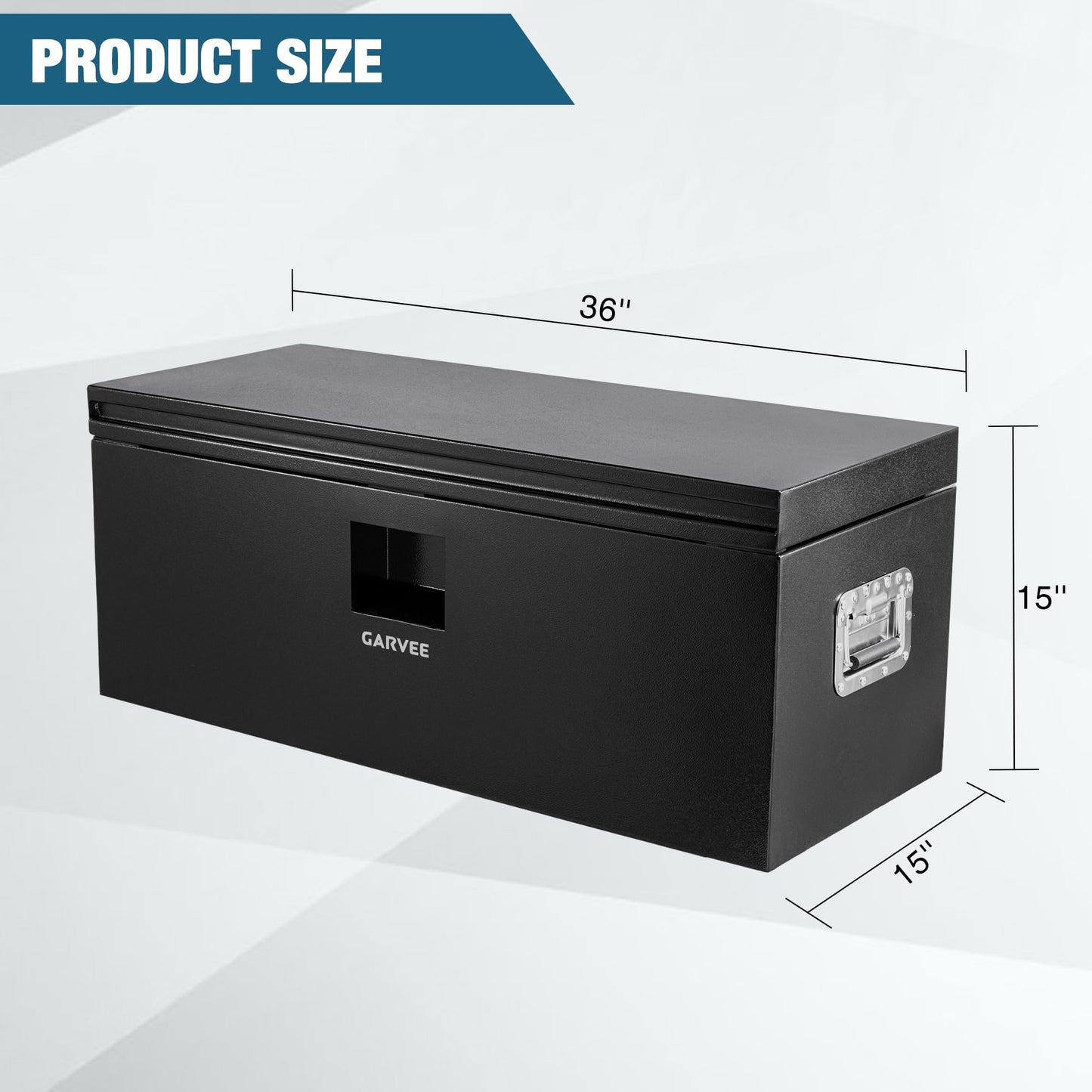Garvee 36 Inch Black Steel Truck Bed Tool Box, Trailer Tongue Box, Truck Storage Organizer Tool Chest For Truck Bed, RV, Trailer
