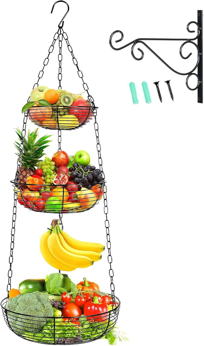 HULISEN 3 Tier Hanging Fruit Basket