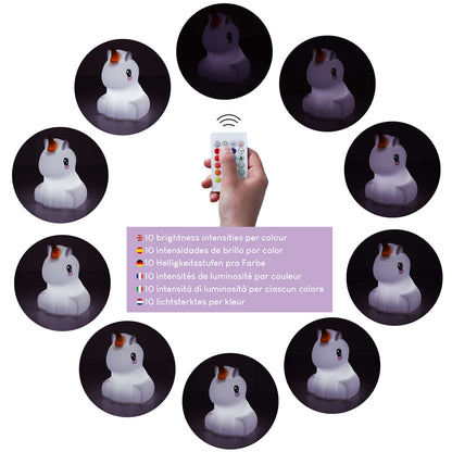 BONNYCO Night Light Kids with Remote & Touch Control 16 Colours Unicorn Baby Night Light with Timer | Kids Lamp Silicone 100% BPA Free | Cute Lamp Nightlights for Bedroom | Gifts for Girls & Boys