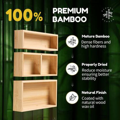 lilLittle Bamboo Drawer Organizer, 3 Pcs Kitchen Drawer Organizer Set, Multi Purpose Utensil Drawer Organizer, Silverware Organizer for Kitchen, Bathroom, Office, Junk Drawers