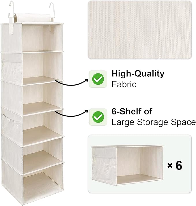 StorageWorks 6-Shelf Hanging Closet Organizer, Hanging Shelves