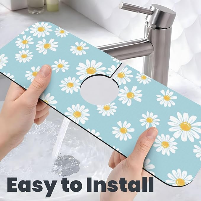 Beautiful Daisy Flower Floral Kitchen Sink Splash Guard Faucet Mat Super