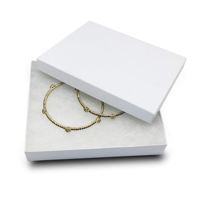 TheDisplayGuys - 25-Pack #53 Cotton Filled Cardboard Paper Jewelry Boxes Gift Case - White Swirl (5.4" x 3.9" x 1.0") - for Shipping or Storage