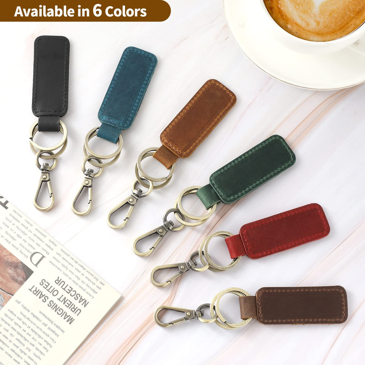 Jack&Chris Genuine Leather Car Keychain, Universal Key Fob Keychain, Leather Key Chain Holder for Men and Women, JC306…