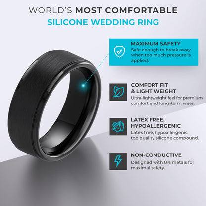 ThunderFit Silicone Rings Wedding Bands for Men, Plain Men’s Rubber Engagement Bands with Gift Box, 1-Pack