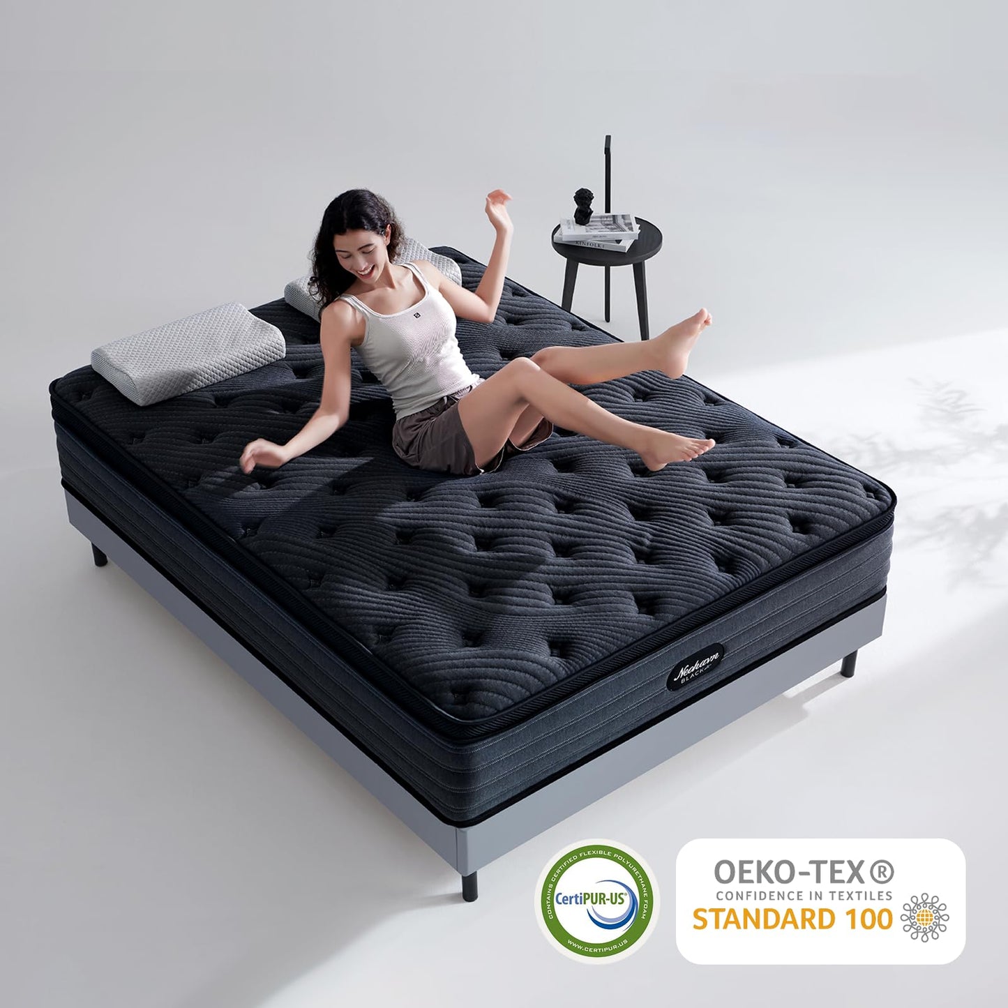 Neohavn Short Queen Mattress,12 Inch Cooling Gel Memory Foam - Medium Firm Hybrid RV Mattress in a Box,Fiberglass-Free, Soft Knit Cooling Cover, Motion Isolation, CertiPUR-US Certified