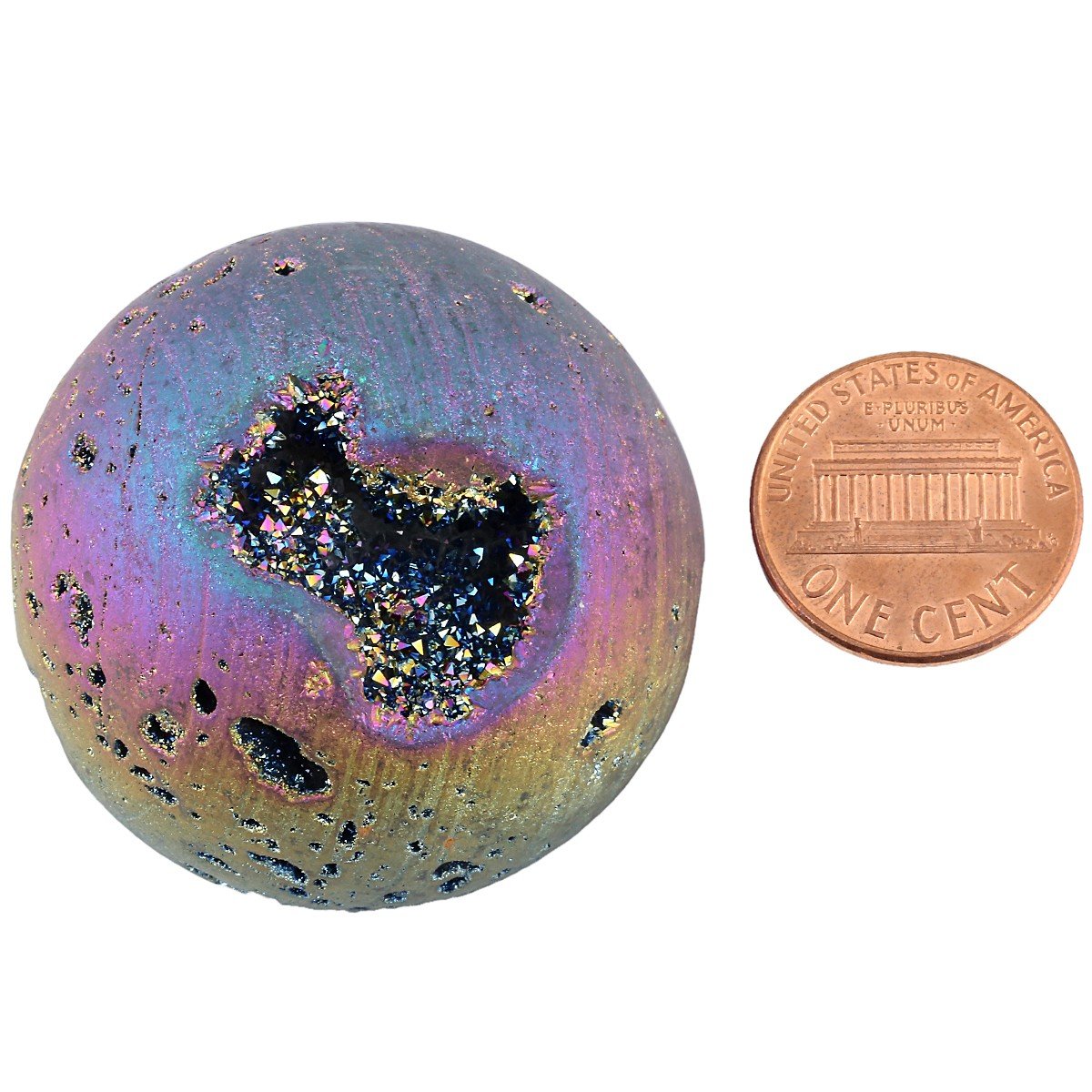 SUNYIK Pack of 2 Rainbow Titanium Coated Druzy Geode Sphere Ball Sculpture & Natural Rose Quartz rystal Ball with Stand