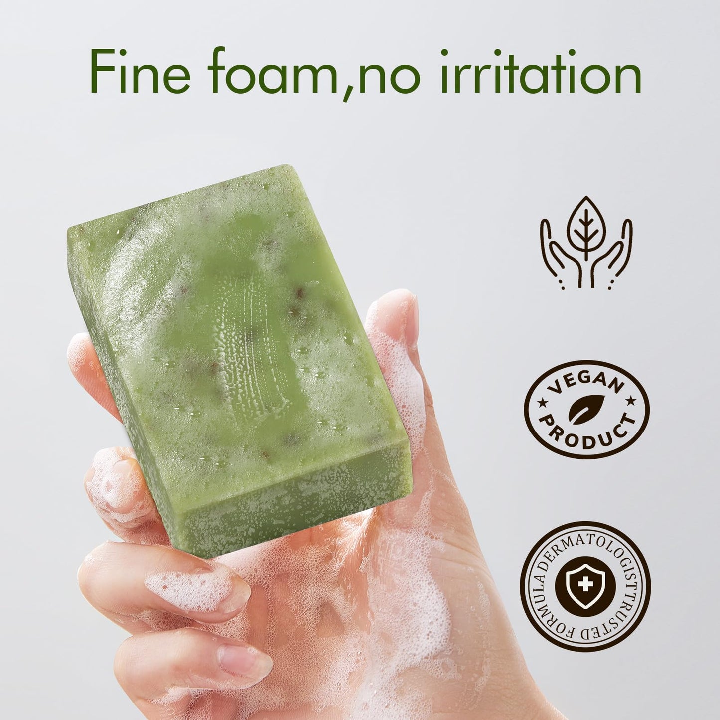 PALFICAB Green Tea Soap, Natural Bath Soap with Tea Leaves, Coconut Oil, Shea Butter, Homemade - Vegan Bar Soap with Cold Pressed For Face and Body, Help Moisturizing Soften Dry Skin, 2 Bars