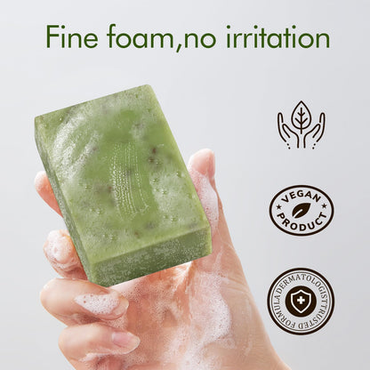 PALFICAB Green Tea Soap, Natural Bath Soap with Tea Leaves, Coconut Oil, Shea Butter, Homemade - Vegan Bar Soap with Cold Pressed For Face and Body, Help Moisturizing Soften Dry Skin, 2 Bars