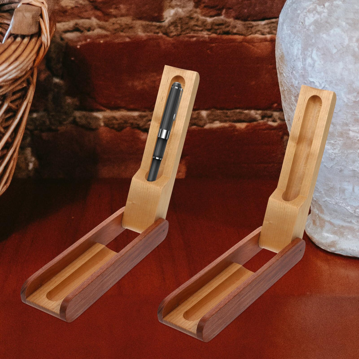 Wooden Pen Case Box Single Fountain Pen Case Empty Pen Box Pen Presentation Display Box Fountain Pen Container for Home Office Dekstop Stationery Supplies