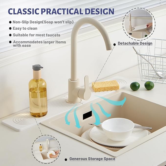 Stone Faucet Mat for Kitchen Sink，Super Absorbent Diatomite Fast Drying Stone