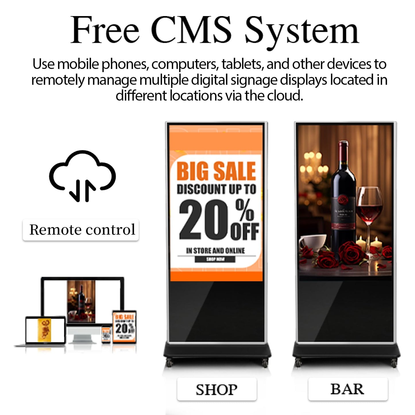 KEINONE 55" Touch Digital Signage Display Kiosk Floor Stand Advertising