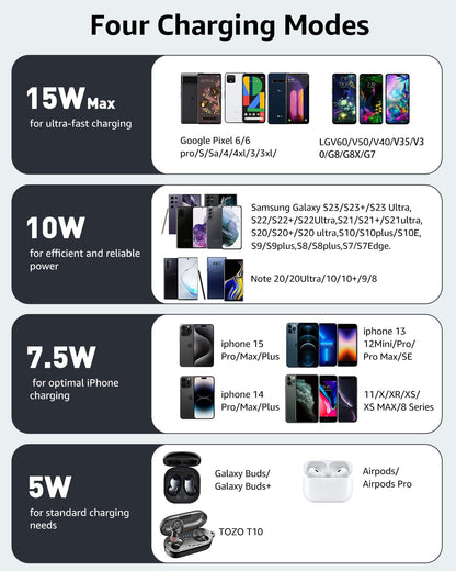 TOZO W1 New Anti-Slip Aircraft-Grade Aluminum Wireless Charger 15W Max Fast Wireless Charging Pad Compatible with iPhone 17/17 Pro/17 Pro Max/Air/16/15/14/SE Series, Samsung Galaxy S25/S24/S23