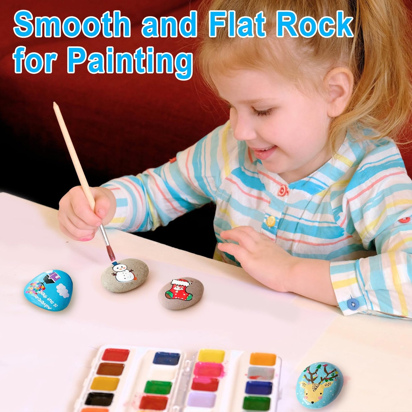 Auksay Rocks for Painting 12 Pounds (About 115-130pcs) 1.2-2” River Rock for Paint Natural Flat & Smooth Stones for Painting for Kids & Adult Craft Gift