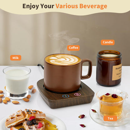VOBAGA Coffee Mug Warmer & Mug Set, Coffee Cup Warmer with Auto Shut Off & 3 Temperature Settings for Desk Home Office, Coffee Warmer for Cocoa Milk Candles, Christmas Birthday Gifts for Women and Men