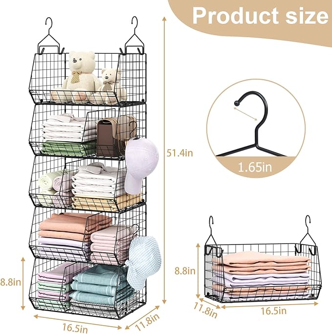 5 Tier Extra Large Closet Hanging Organizer