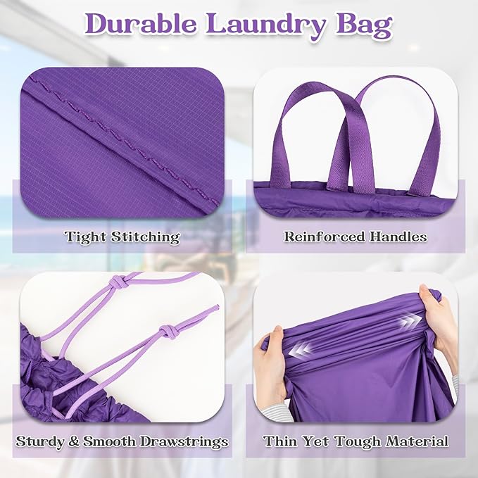 Heavy Duty Laundry Bag with Handles, Extra Large Drawstring Bag, Laundry Hamper
