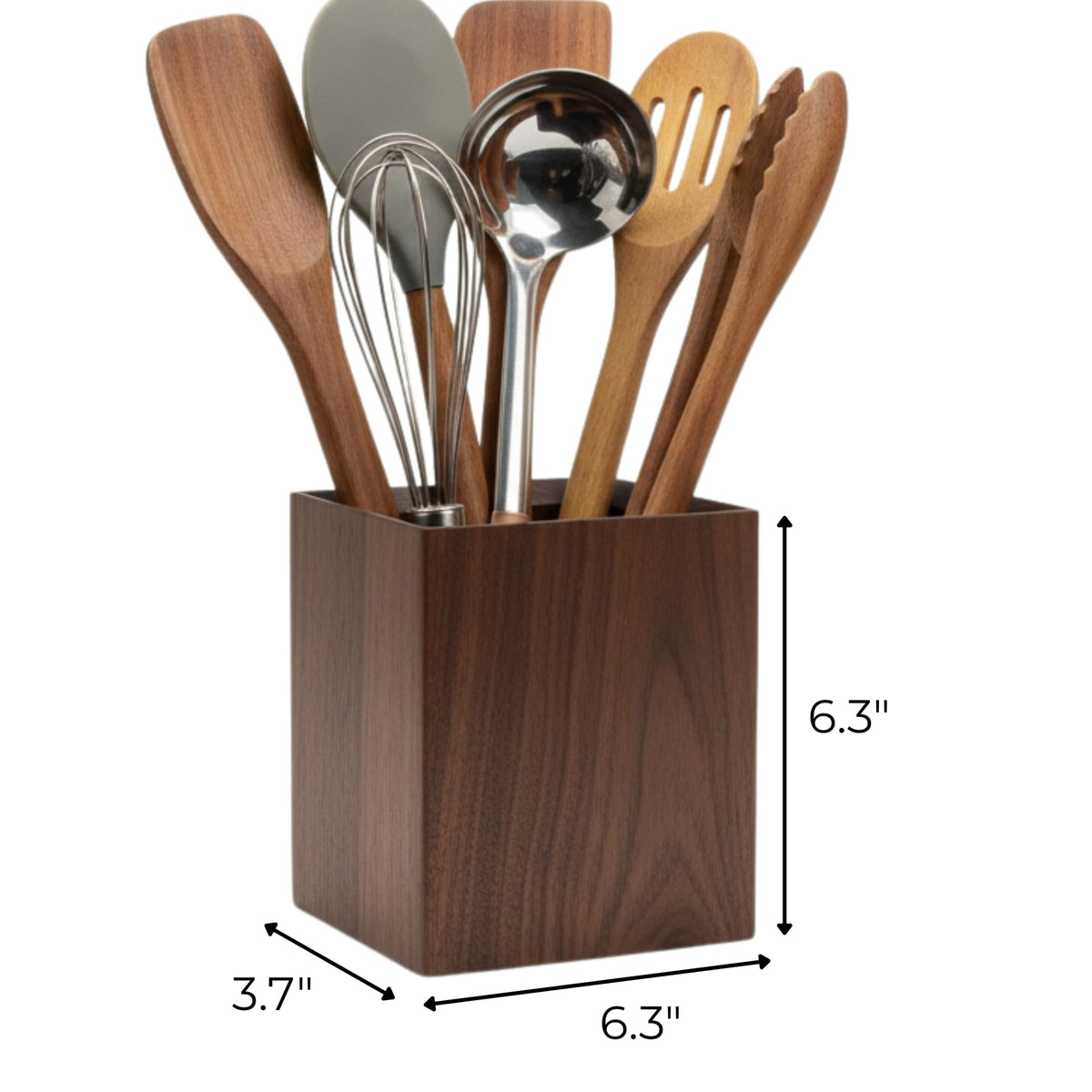 IVE Design Walnut Utensil Holder for Kitchen Wood Utensil Crock Wood Utensil Holder