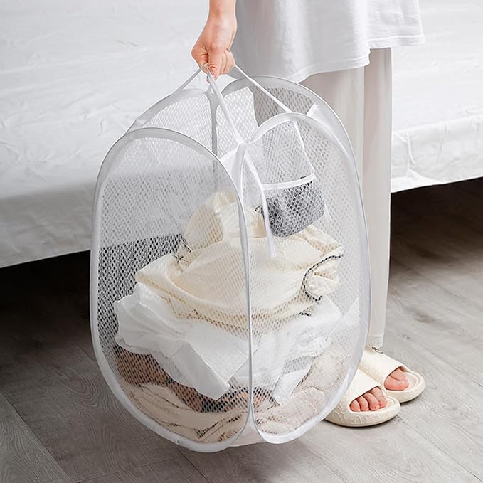 2pcs Pop Up Mesh Laundry Hamper Room Collapsible Storage Bin Lightweight Basket