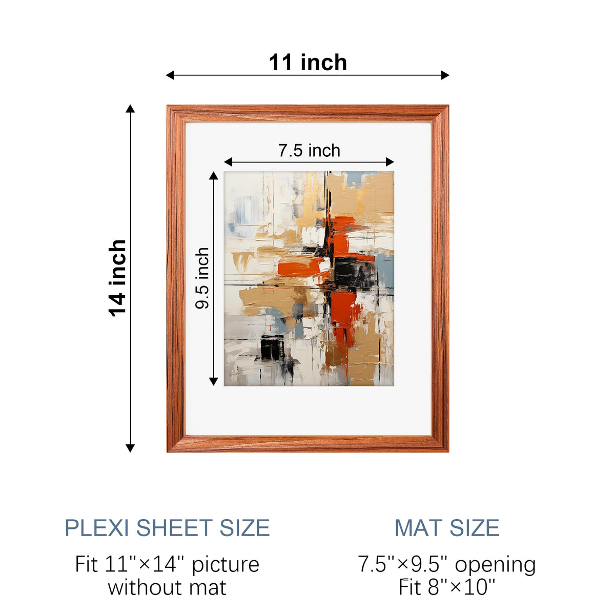 TONES FRAME DESIGN 11x14 Solid Wood Frames Set of 3,Red Wood Picture Frame can Display Photo 8x10 With Mat or 11x14 Without Mat,Poster Frame for Wall Home Decor,3 Pack