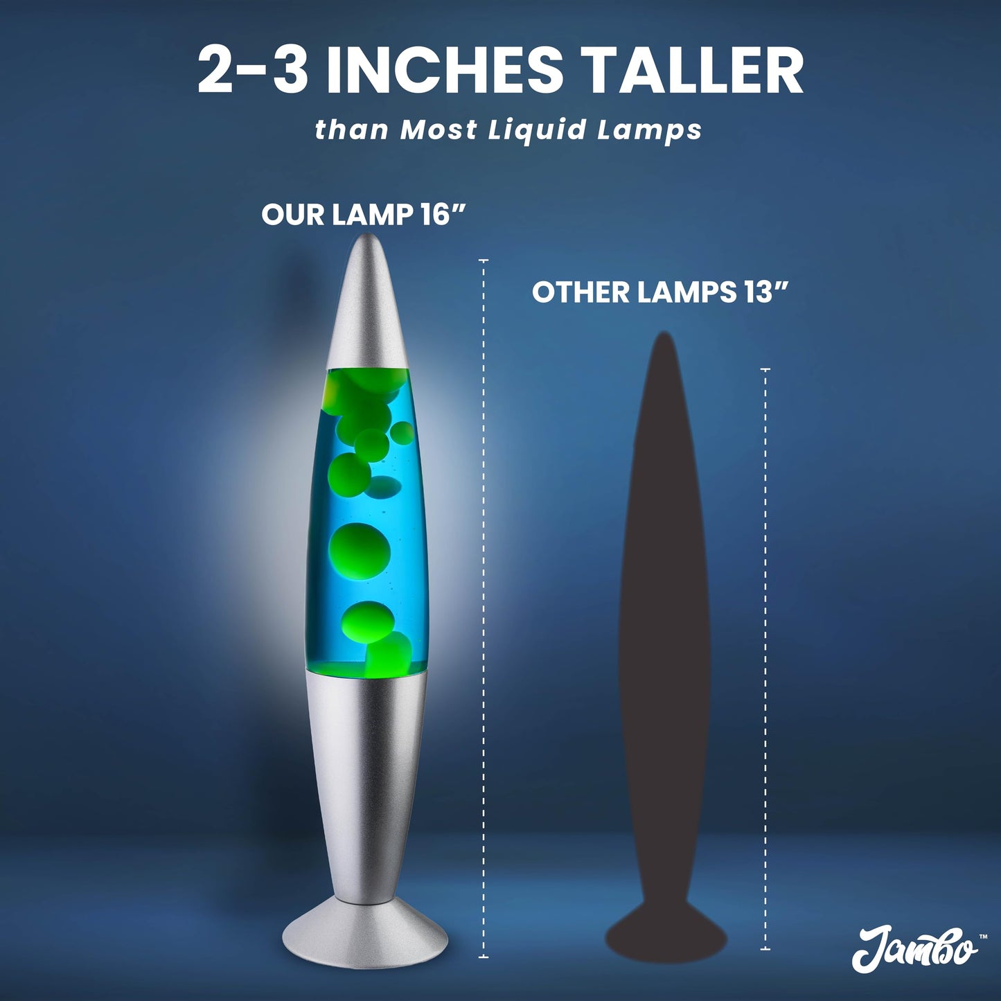 JAMBO 16" Beautiful Lamp- Blue with Yellow/Green Wax, Relaxing Liquid Light, Night Light Nightlight, Home Decor Living Room Office Bedroom Lamp for Adults Teens Kids, Magma Motion