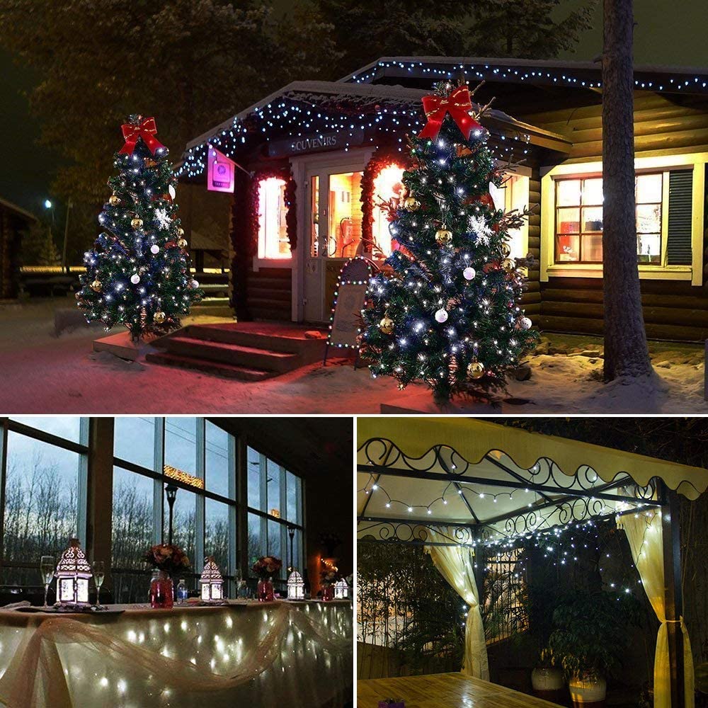 Green Convenience Christmas Lights 33ft 100 LED Battery String Lights with Timer Memory Function USB or Battery Powered Waterproof String Lights for Indoor Outdoor Decoration