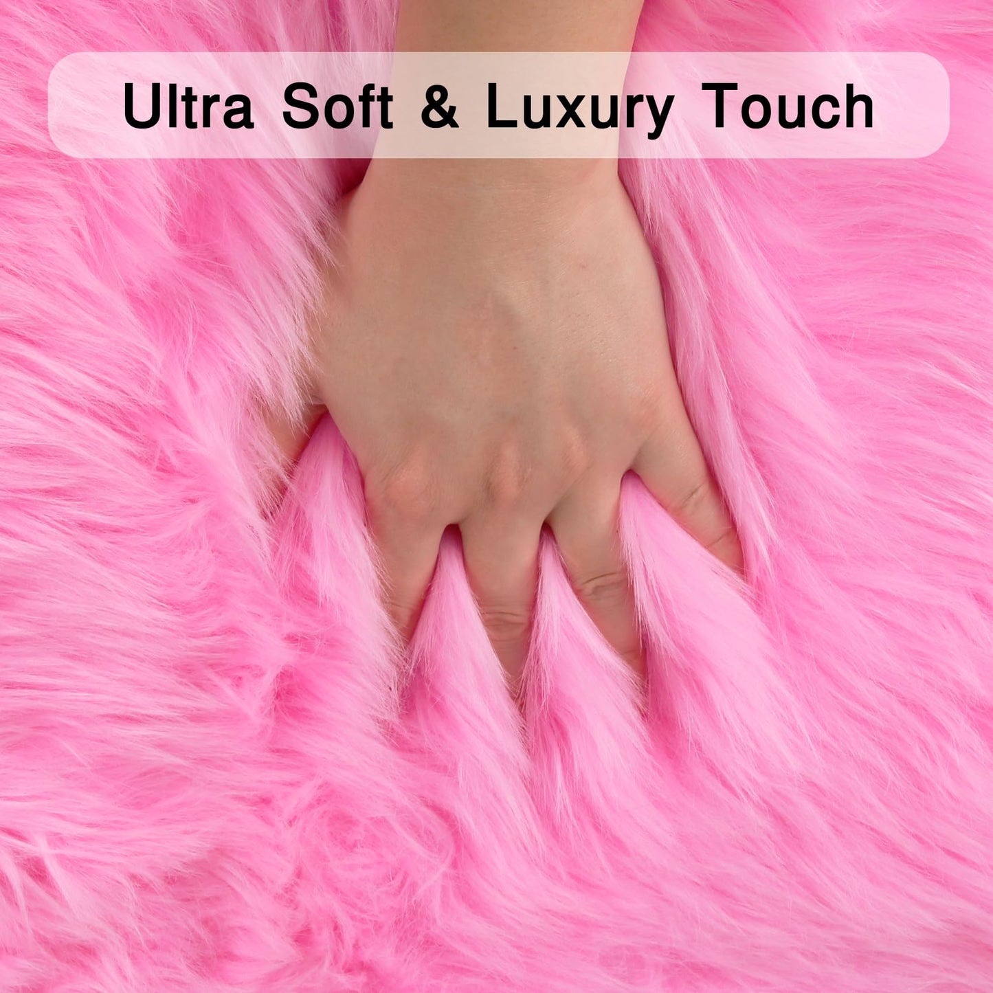 duduta Hot Pink Faux Sheepskin Runner Rug 2x6 ft, Fluffy Shag Girls Bedroom Dorm Rug Decor Fur Seat Covers Washable