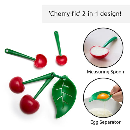 OTOTO Measuring Cups Set - Teaspoons for Dry & Liquid Ingredients, BPA-free & Dishwasher Safe, Funny Gifts, Baking Accessories, Unique Kitchen Gadgets (Mon Cherry)