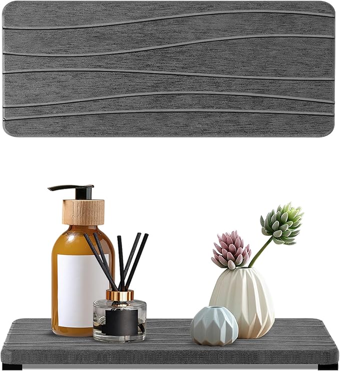 2PCS Water Absorbing Stone Tray, Fast Drying Stone Sink Tray, Water Absorbent