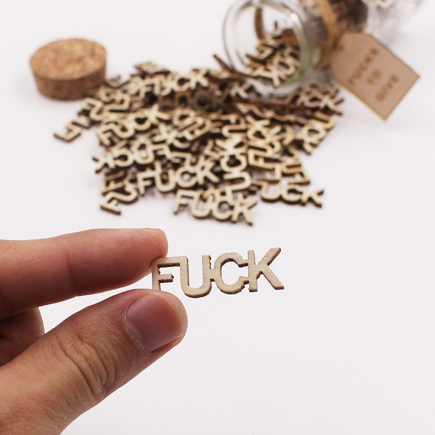 fuc k jar（5oz）Gift Jar,Fuc ks to Give,Fuc k Wooden Cutout Letter Piece Bad Mood Vent Spoof Birthday Day,Holiday, Thanksgiving Christmas Gifts to Friend,gag Funny Gift