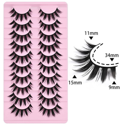 10 Pairs Manga Lashes Anime Cosplay Lashes Spiky Manga Style Lashes Janpanese 16mm Extension Natural Manhua Doll Eye Lashes Halloween/Party Makeup Look by AUGENLI (A3)