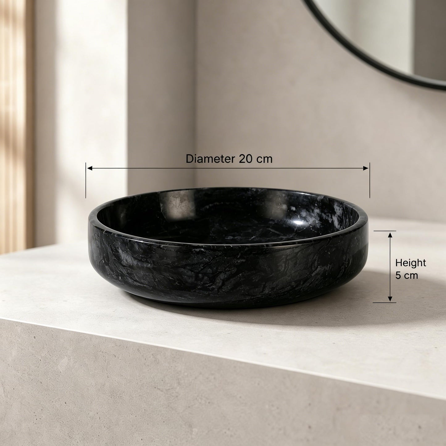 NEAMVCT Natural Marble Decorative Bowl - Hand-Polished Stone Catchall Tray for Coffee Table Centerpiece, Entryway Key Holder, Jewelry Dish, Candle Holder & Home Decor Accent